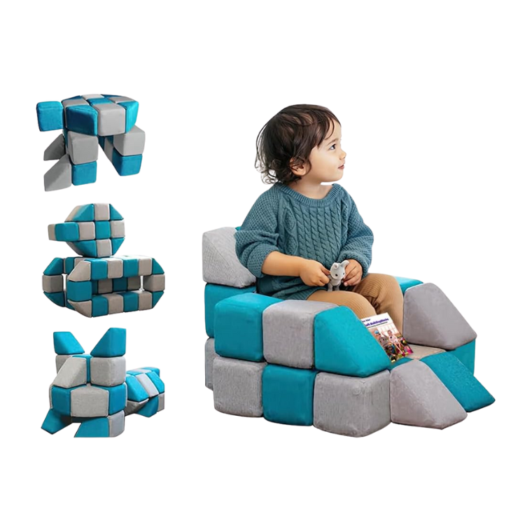 Magnetic Soft Building Blocks for Kids, Magnetic Blocks, Big Blocks, Educational Toys, Incredibly Fun Building Block for Children (Blue+Gray)