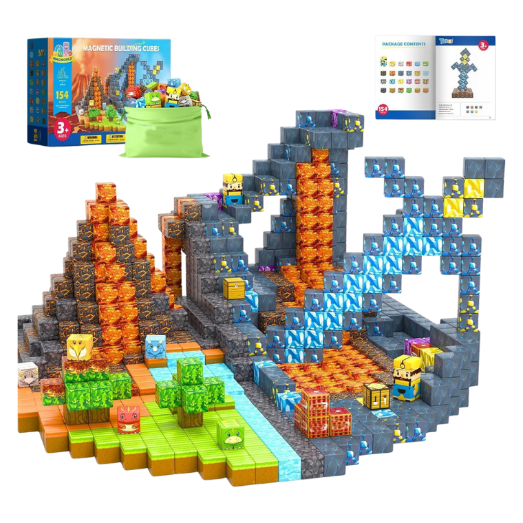300PCS Magnetic Blocks, Treasure Hunters Set for Boys & Girls Toys Age 3-5 6-8 8-10, Magnetic Tiles 1" Building Blocks Toddler STEM Sensory, Creative Kids Games Kids Toys