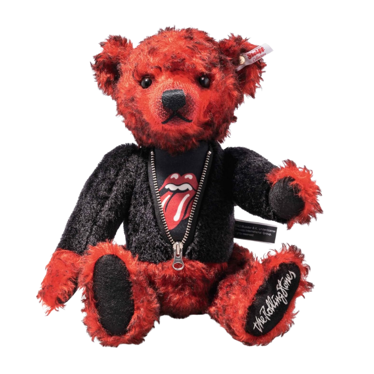 Steiff Rocks! Rolling Stones Teddy Bear - Limited Edition Collectible Teddy Bear in Gift Box & Numbered Certificate of Authenticity, 5-Way Jointed and Posable, Ultimate Gift for Rock & Roll Fans